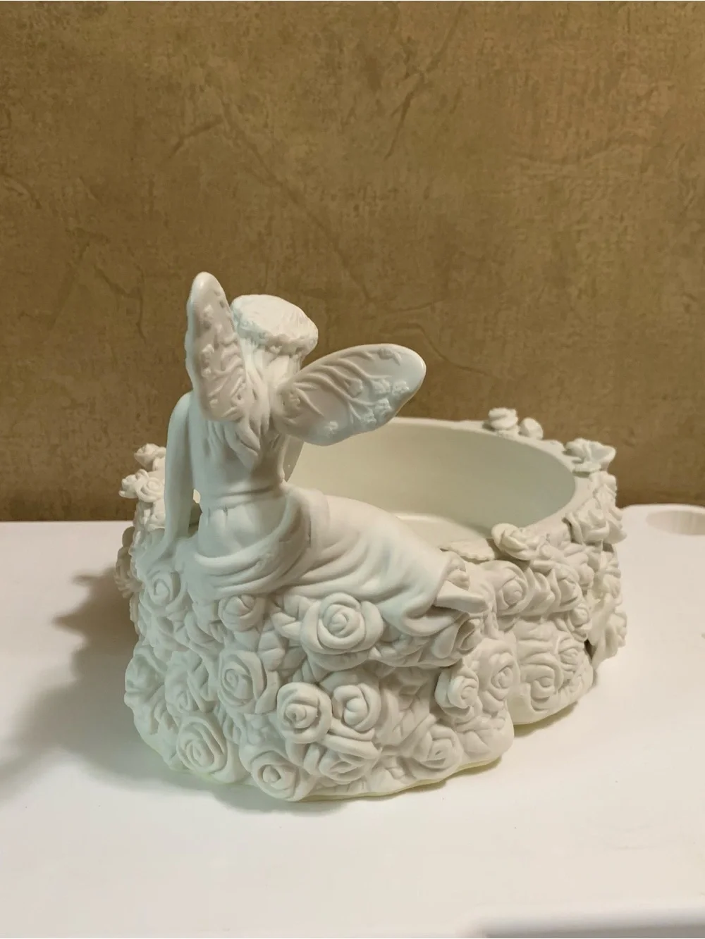 PARTYLITE Fairyland Reflections 3 Wick Candle Holder Porcelain Fairy P7068 NIB